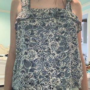 Blue/White Floral Top